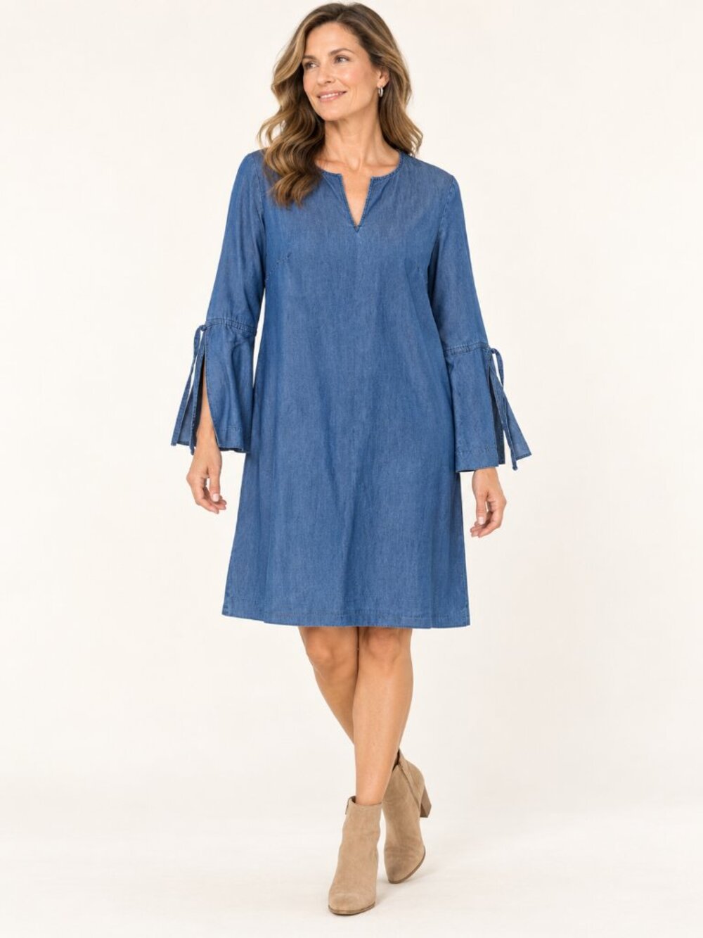 Ann Taylor Denim Chambray Midi Dress - Blue